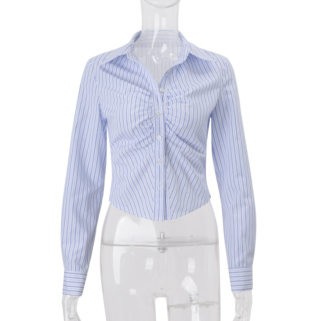 Eleganter Damen Cardigan mit Polokragen und Streifen
