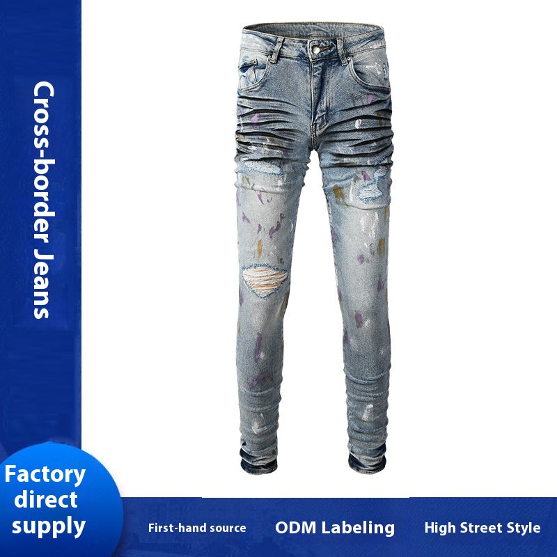 Ripped Slim Fit Jeans für Herren – Hellblau