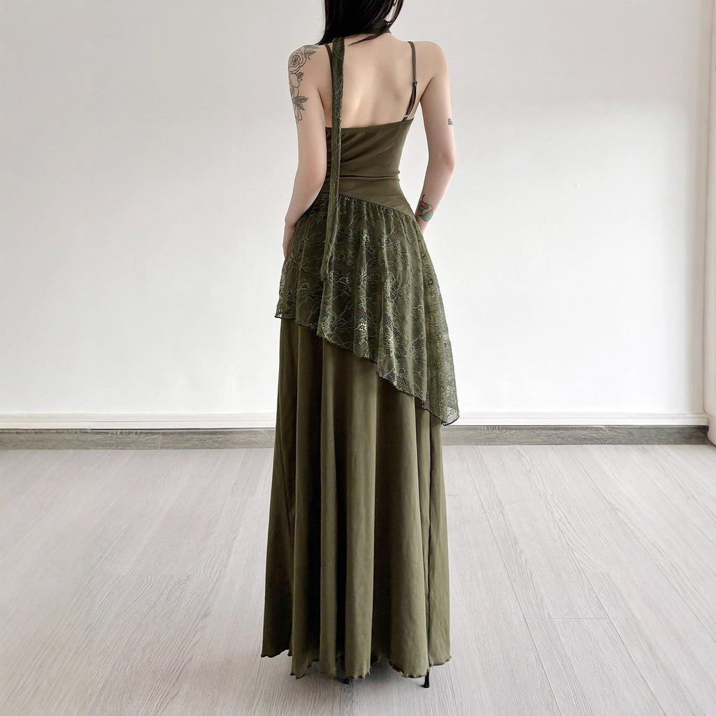 Retro Spitzen-Slip-Kleid mit V-Ausschnitt – Bild 3 | LuxeStyle