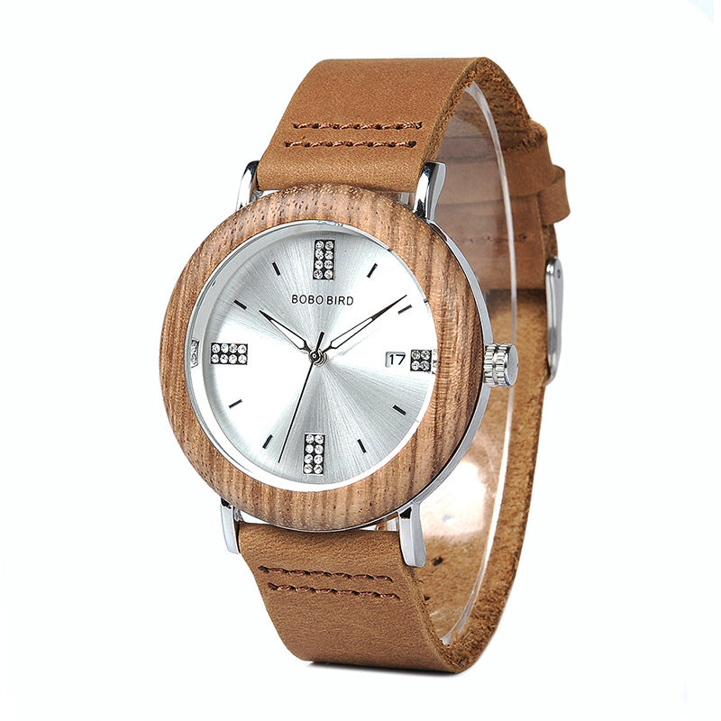 Herren-/Damenuhr, minimalistisch, Retro-Holz