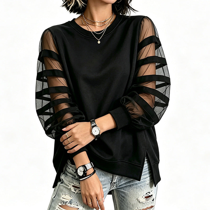 Gestreiftes Langarmshirt mit Puffärmeln – Bild 5 | LuxeStyle