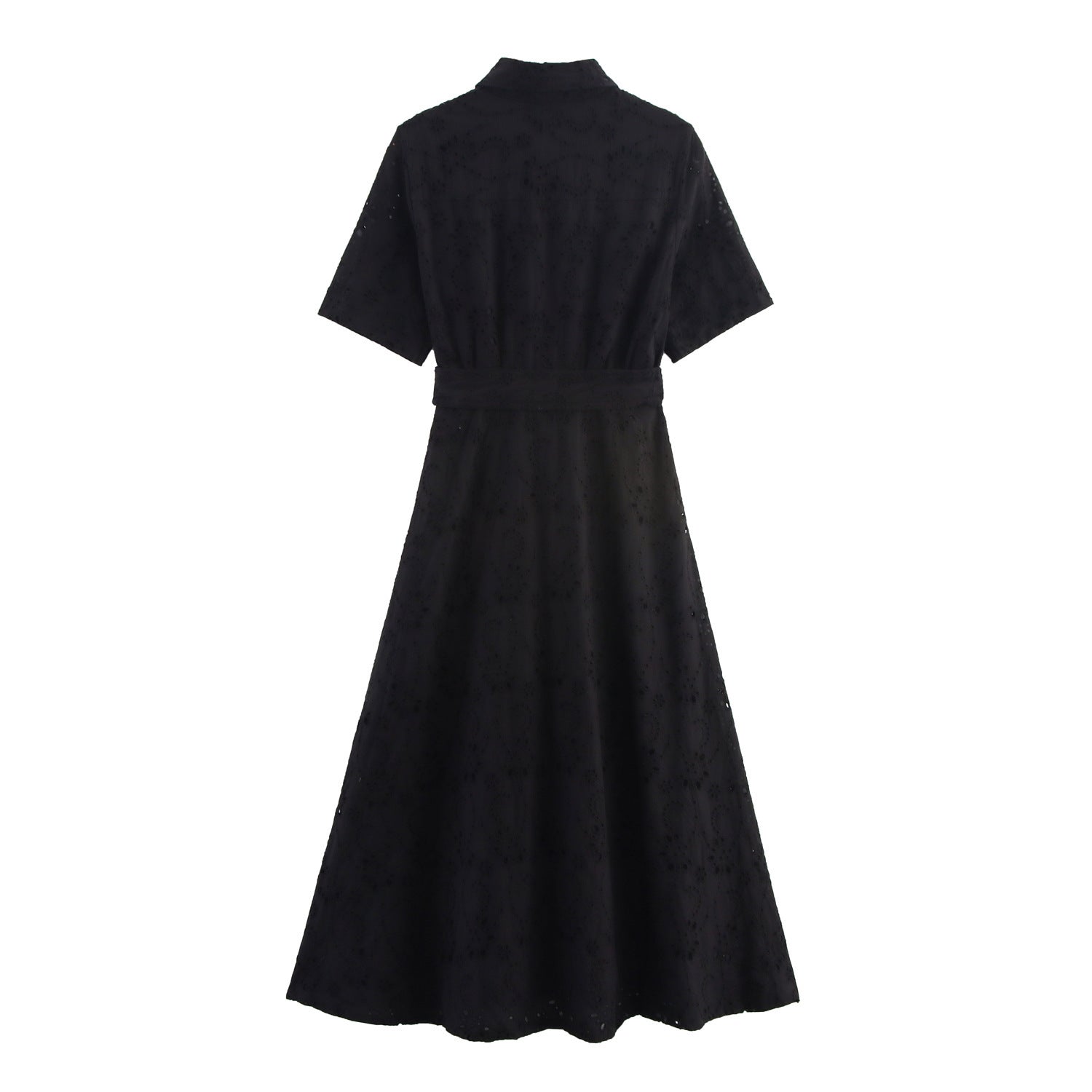 Besticktes Midi-Kleid mit Gürtel
