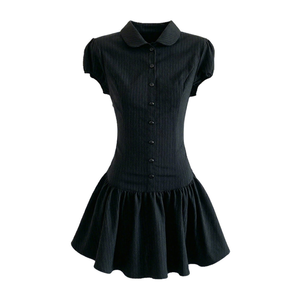 Retro-Minikleid mit Streifen & Puffärmeln