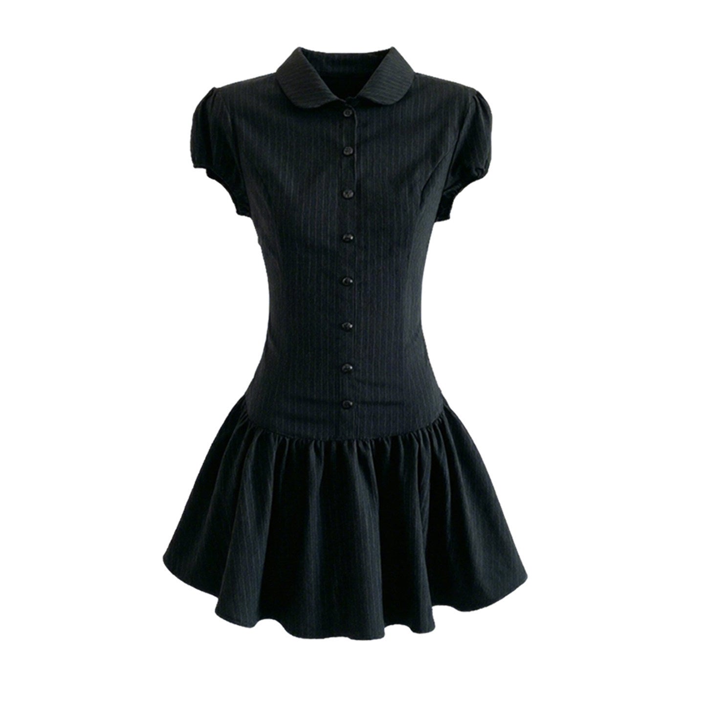 Retro-Minikleid mit Streifen & Puffärmeln