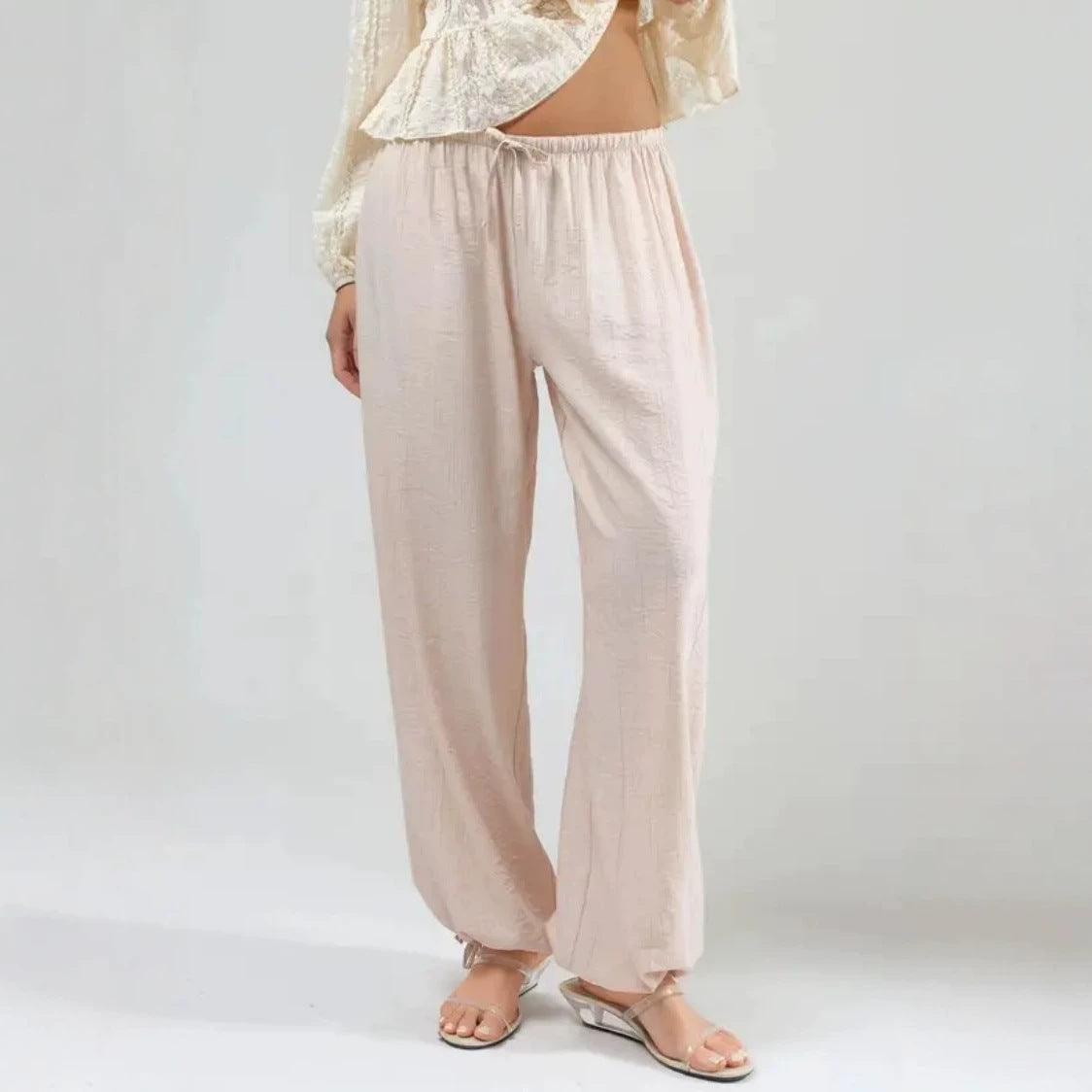 Freizeit-Hose mit weitem Bein – Reddish Brown