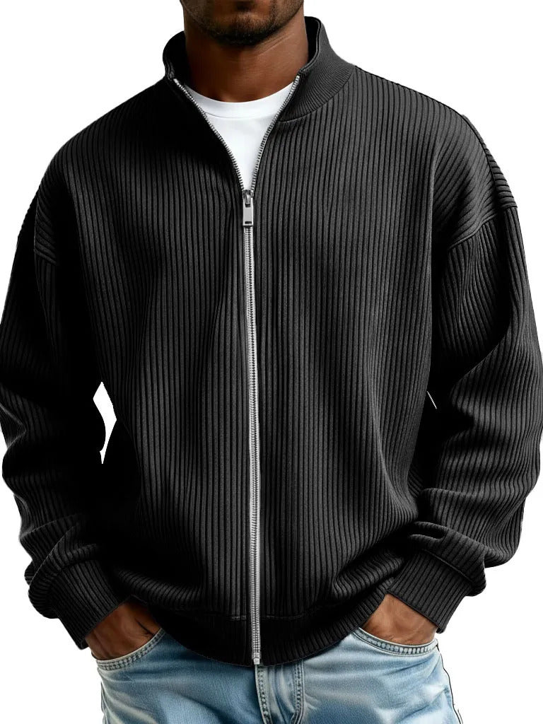 Herren Cord-Strickjacke mit Stehkragen – Ansicht 6