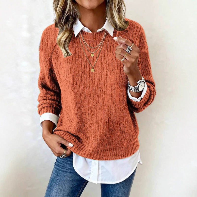 Freizeit-Pullover mit Rundhals und langen Ärmeln