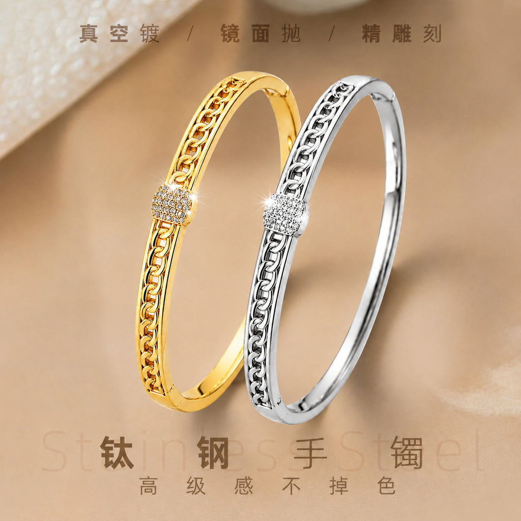 Kettenstrukturiertes Armband mit Diamanten