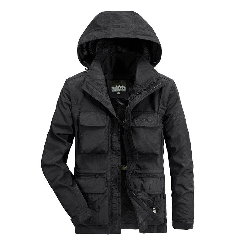 Weite Outdoor-Jacke mit Hut