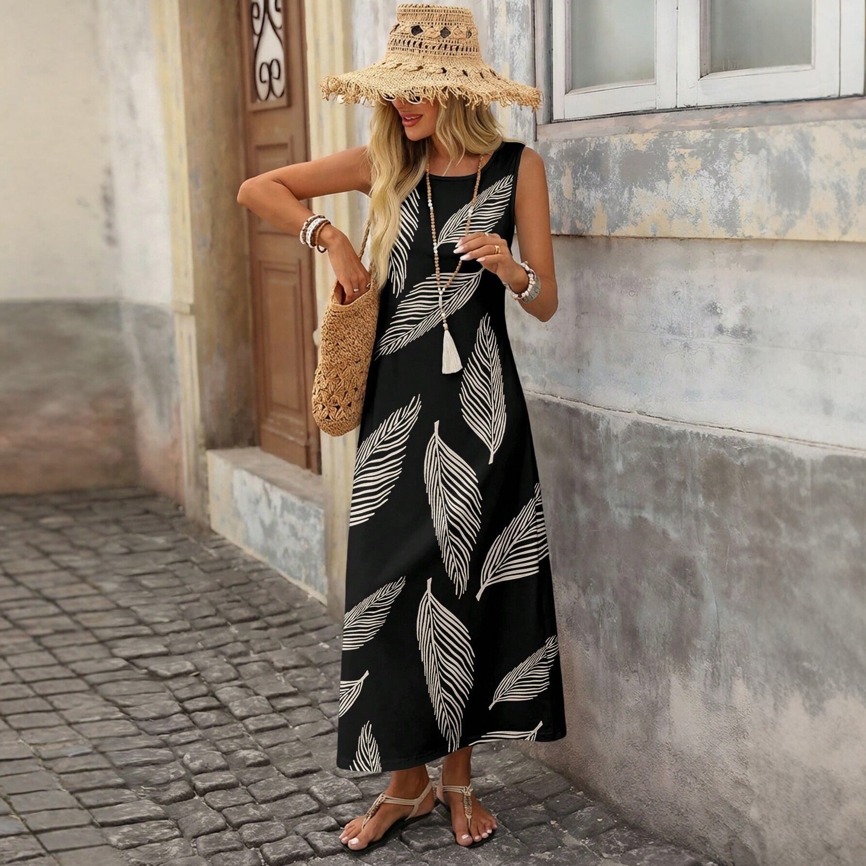 Sommerliches ärmelloses Print-Kleid