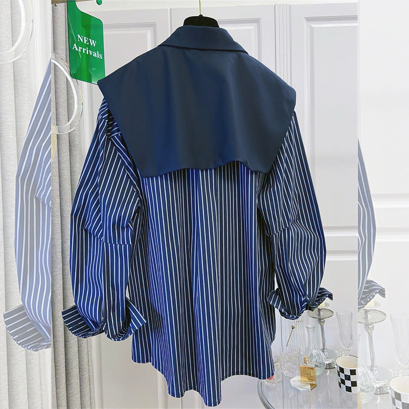 Retro Streifen Fake Zweiteiler Shirt für Damen – Bild 5 | LuxeStyle