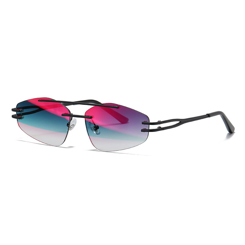 YSM8003 Rahmenlose Sonnenbrille mit polygonalem Schliff