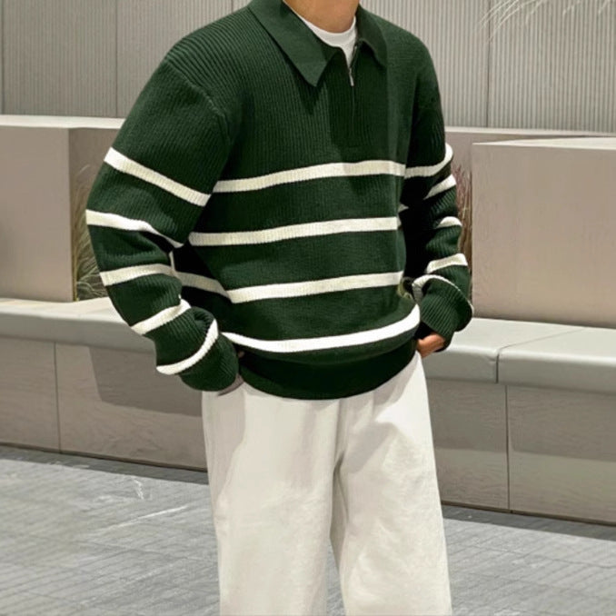 Bequemer Strickpullover mit Halbzipfel