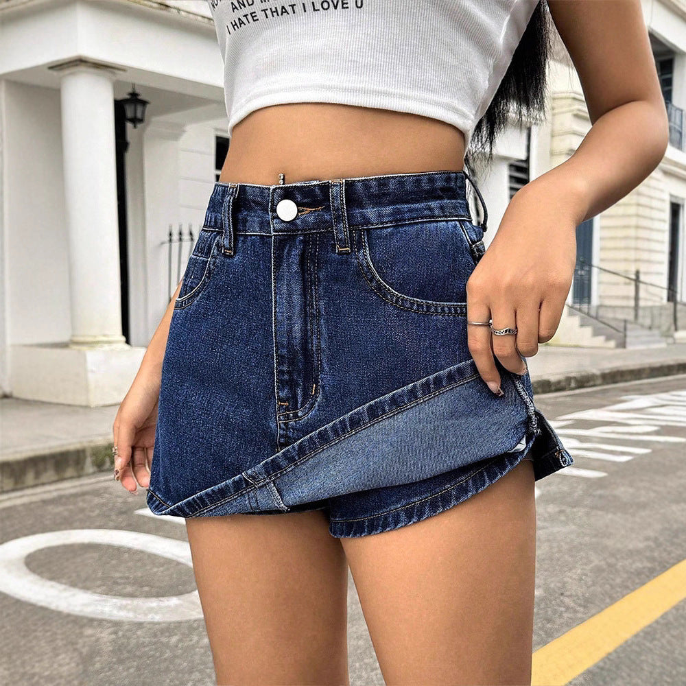 Denim Skort im Retro-Stil