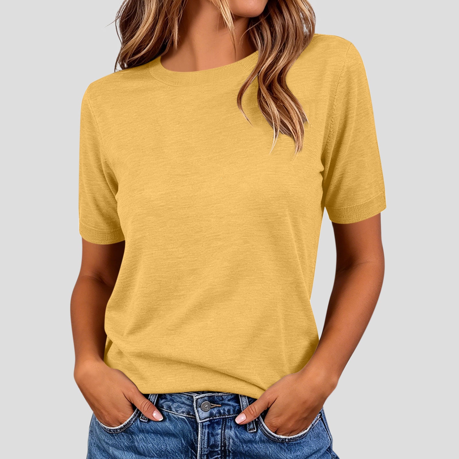 Leichtes Kurzarm-Strickshirt für Damen