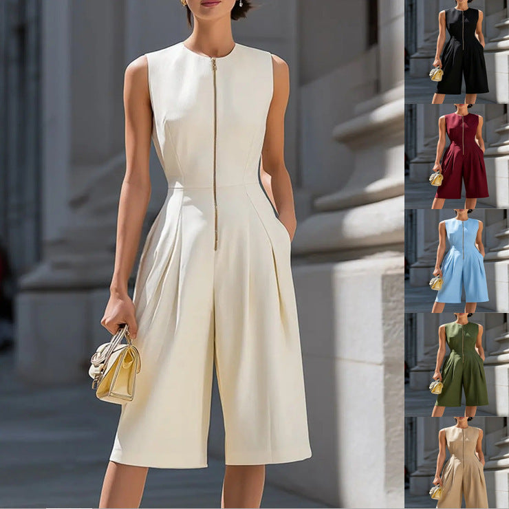 Ärmelloser Jumpsuit mit weitem Bein