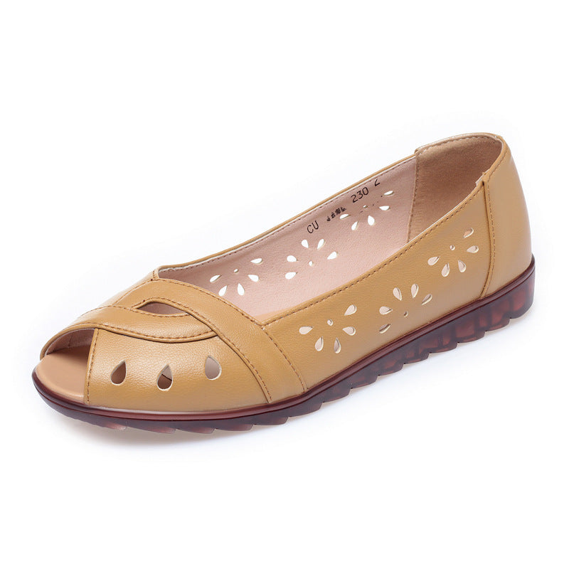 Peep Toe Sandalen flach, weiche Ledersohle – Bild 7 | LuxeStyle