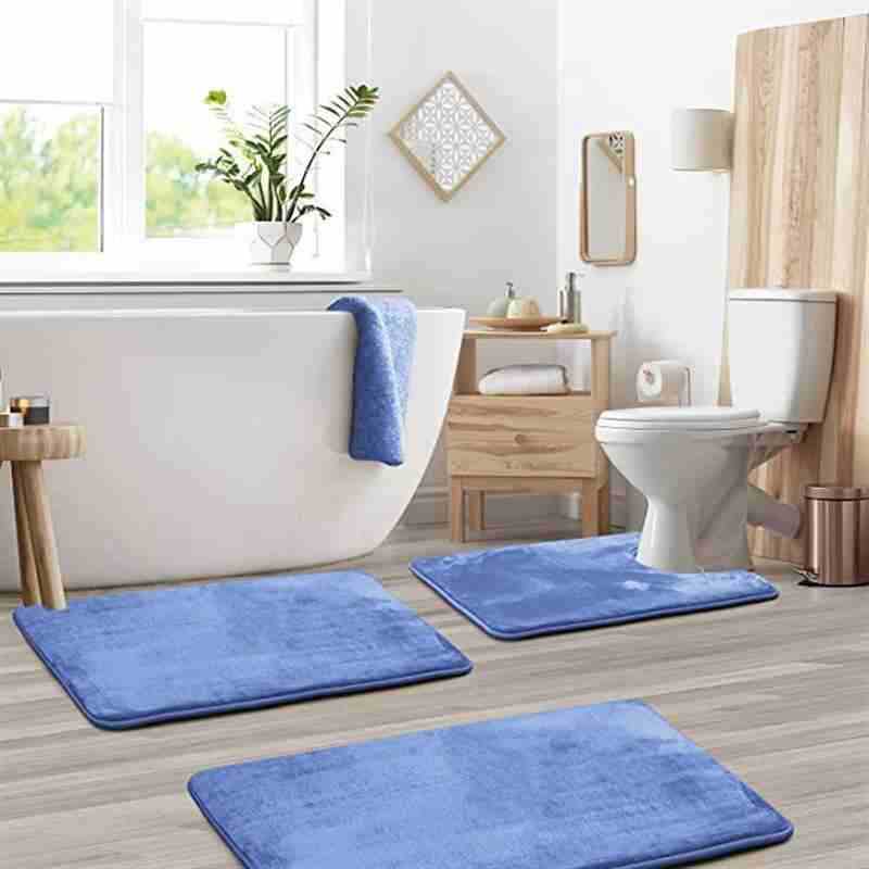 Rutschfestes Korallenfleece Badematten-Set