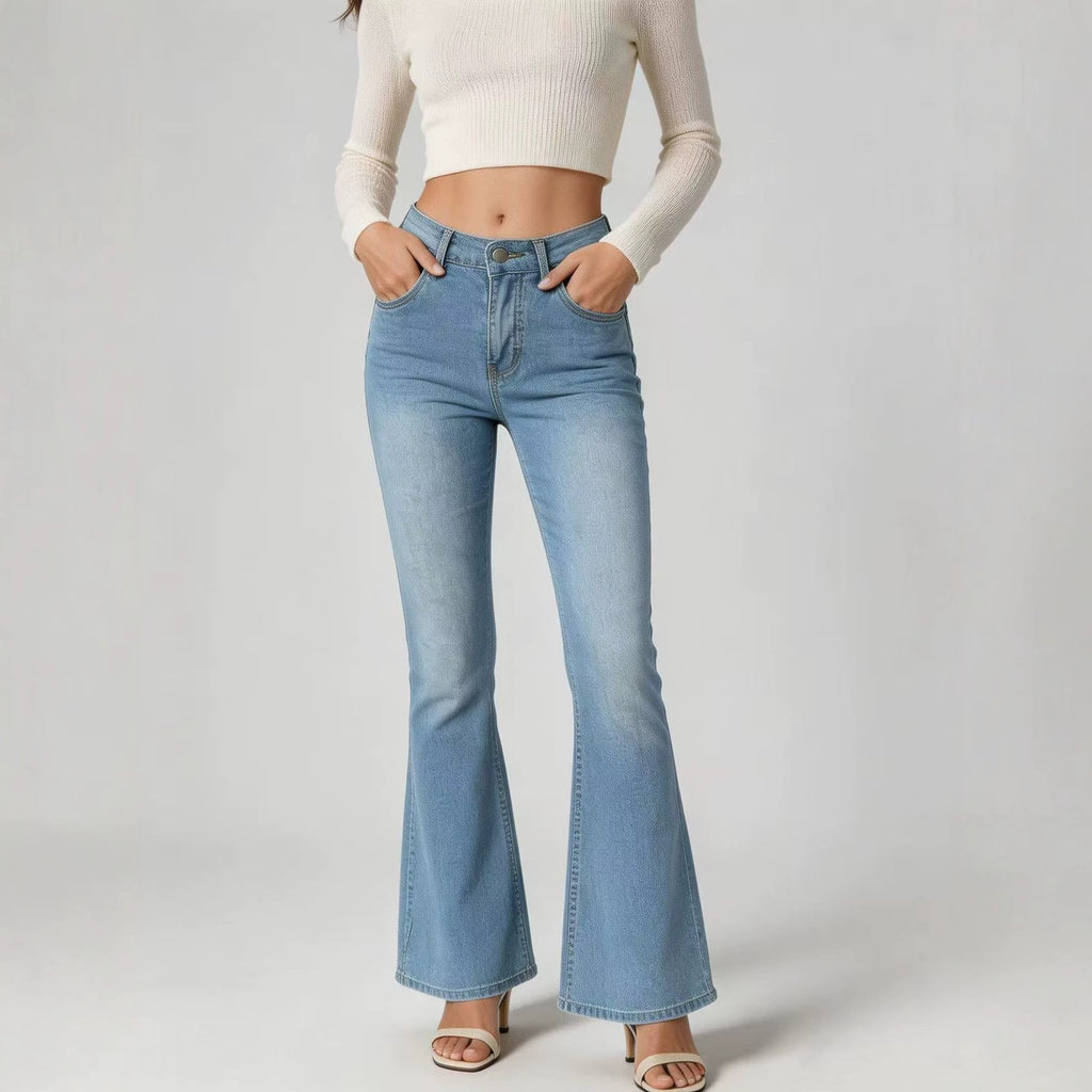High-Waist Slim-Fit Jeans mit leicht ausgestelltem Bein