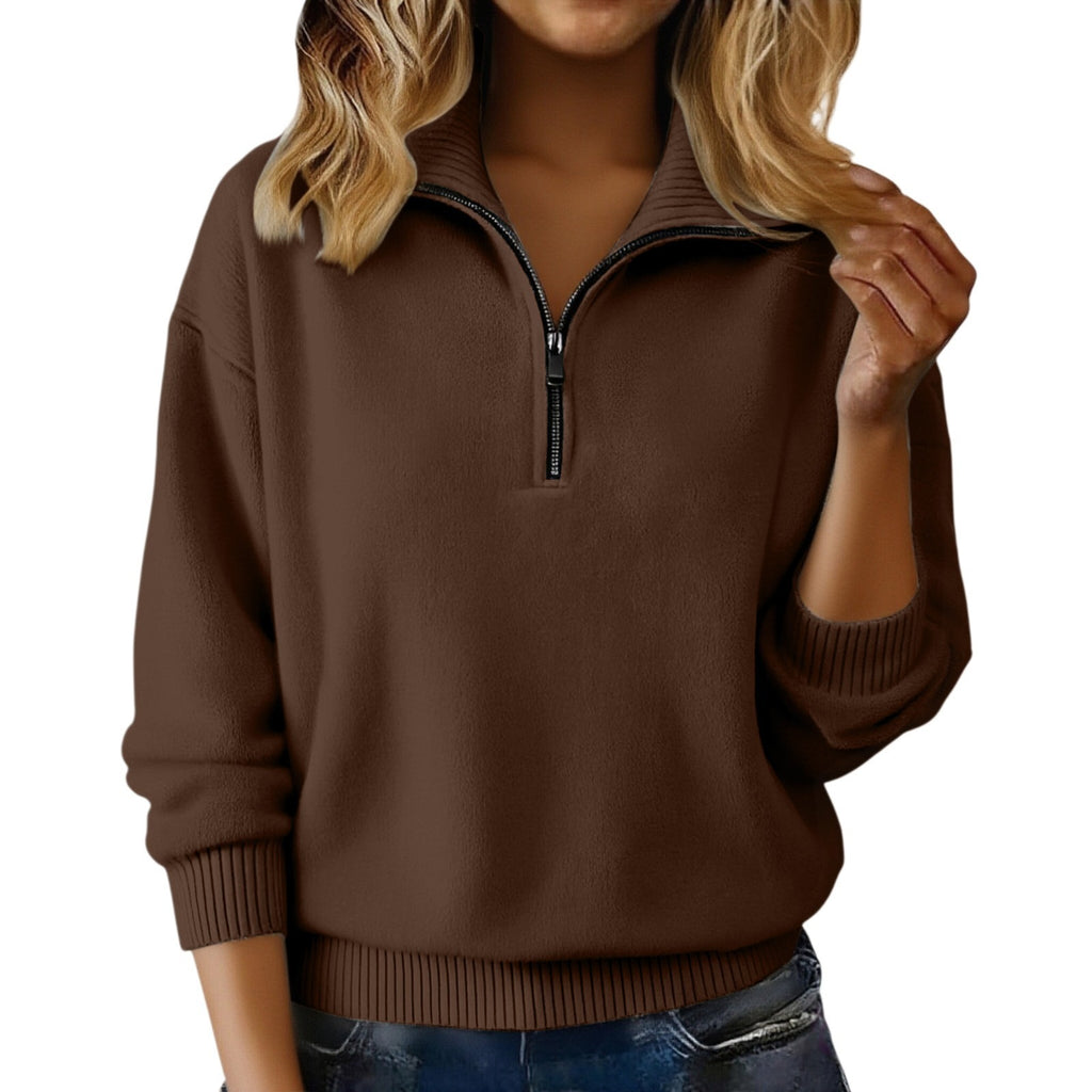 Damen Pullover mit Reissverschluss und Reverskragen – Ansicht 7