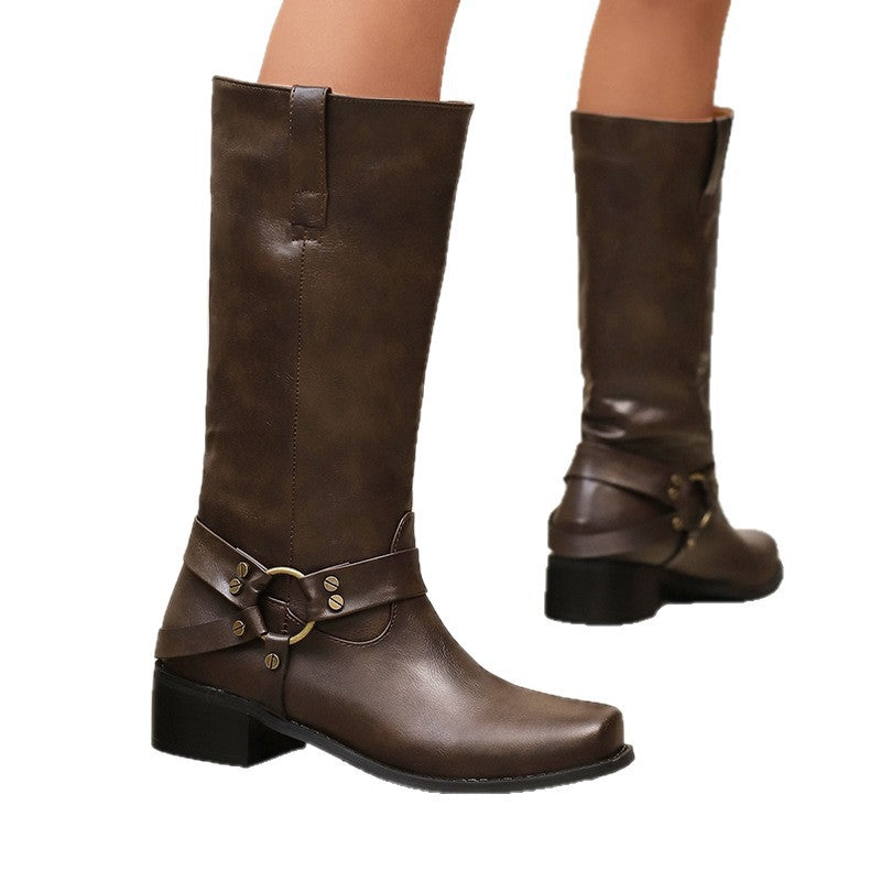 Denim-Stiefeletten mit eckiger Spitze