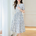 Midikleid mit Blumenmuster im Porzellan-Stil
