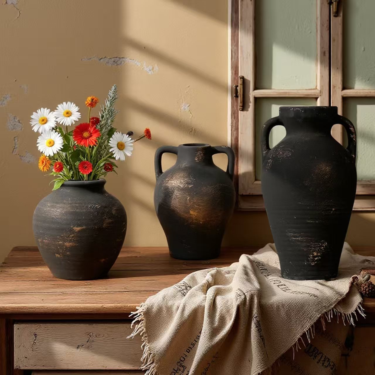 Vintage-Keramikvase mit französischem Landhausstil