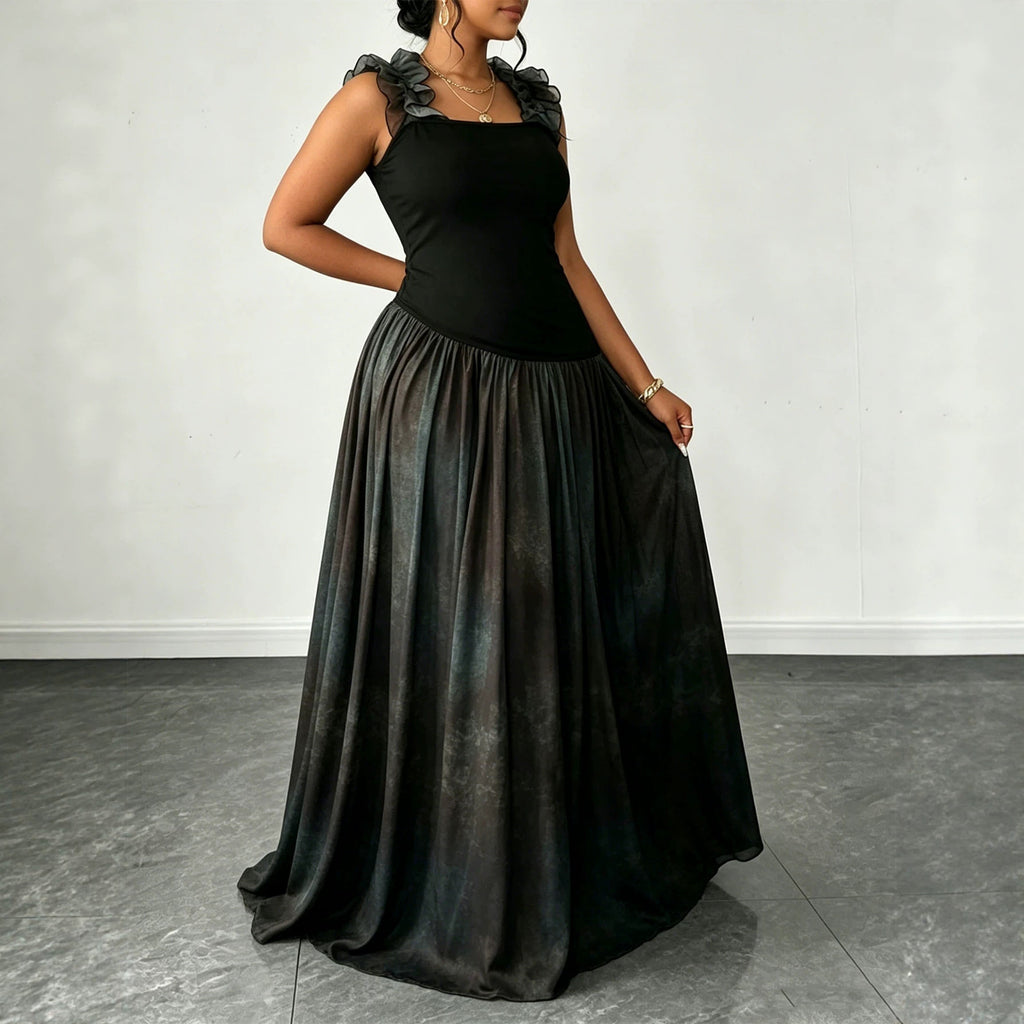 Elegantes Maxikleid mit Spitzenbesatz