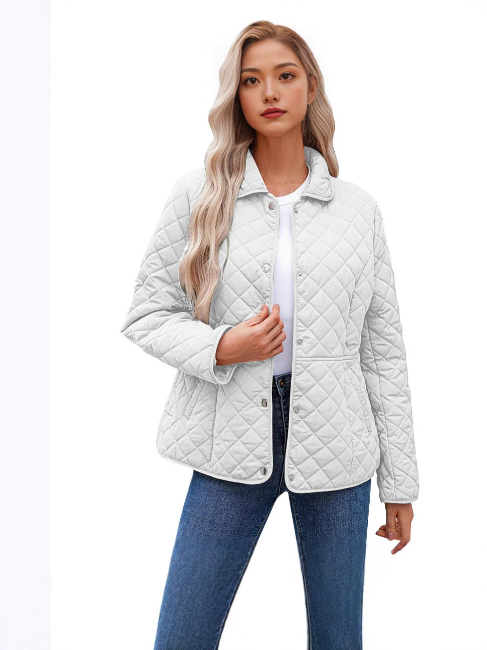 Weisses Quilted-Jackett mit Knöpfen – Bild 6 | LuxeStyle