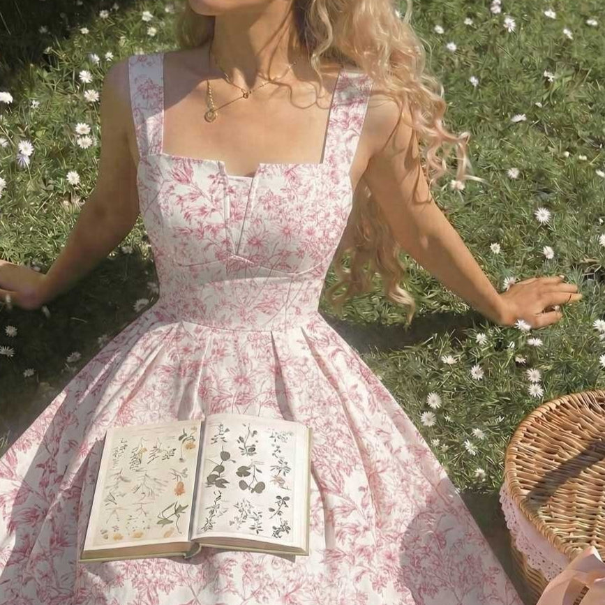 Midikleid mit Zopfmuster und Blumenprint