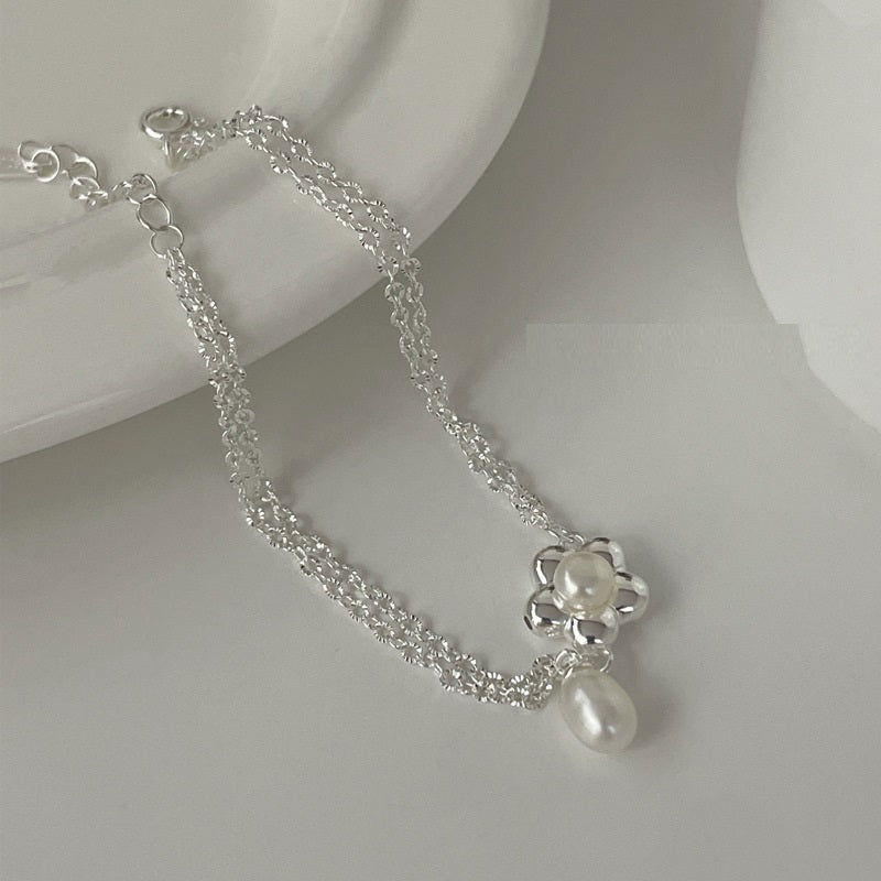S925 Sterling Silber Perlenblumen Armband | LuxeStyle