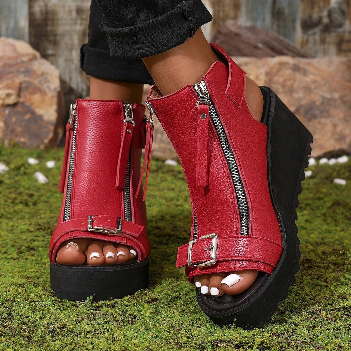 Schwarze Halbschuhe mit Rundabsatz und Klettverschluss – Bild 2 | LuxeStyle