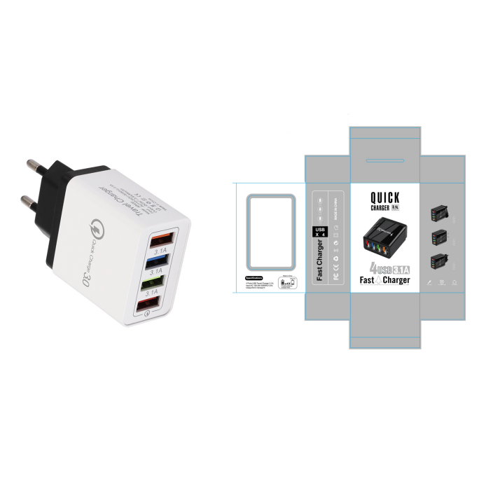 USB-Ladegerät mit 4 Ports und Quick Charge 3.0