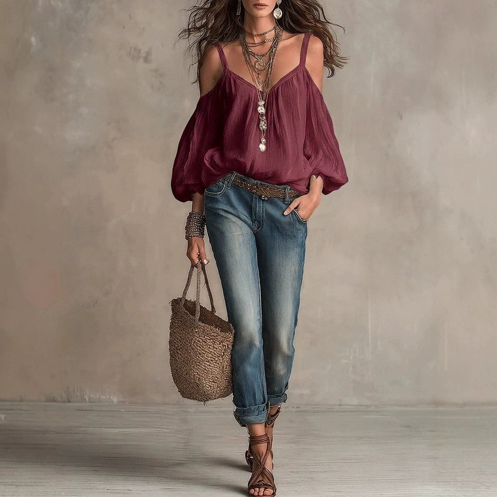 Locker sitzendes Langarmshirt für Damen – Ansicht 2
