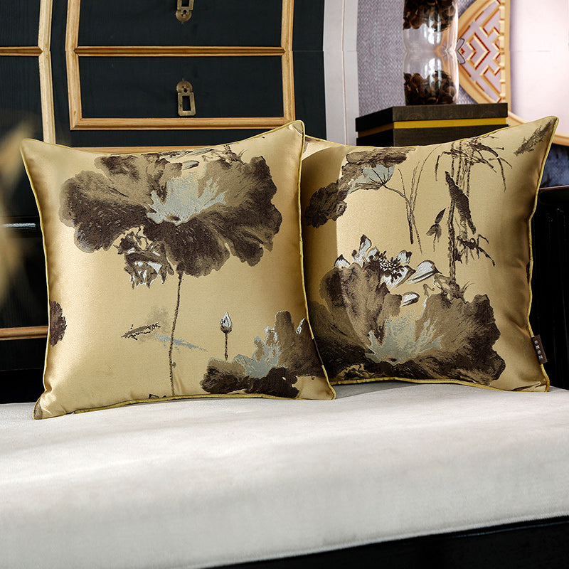 Seiden Jacquard Kissenhülle mit Lotusblatt | LuxeStyle