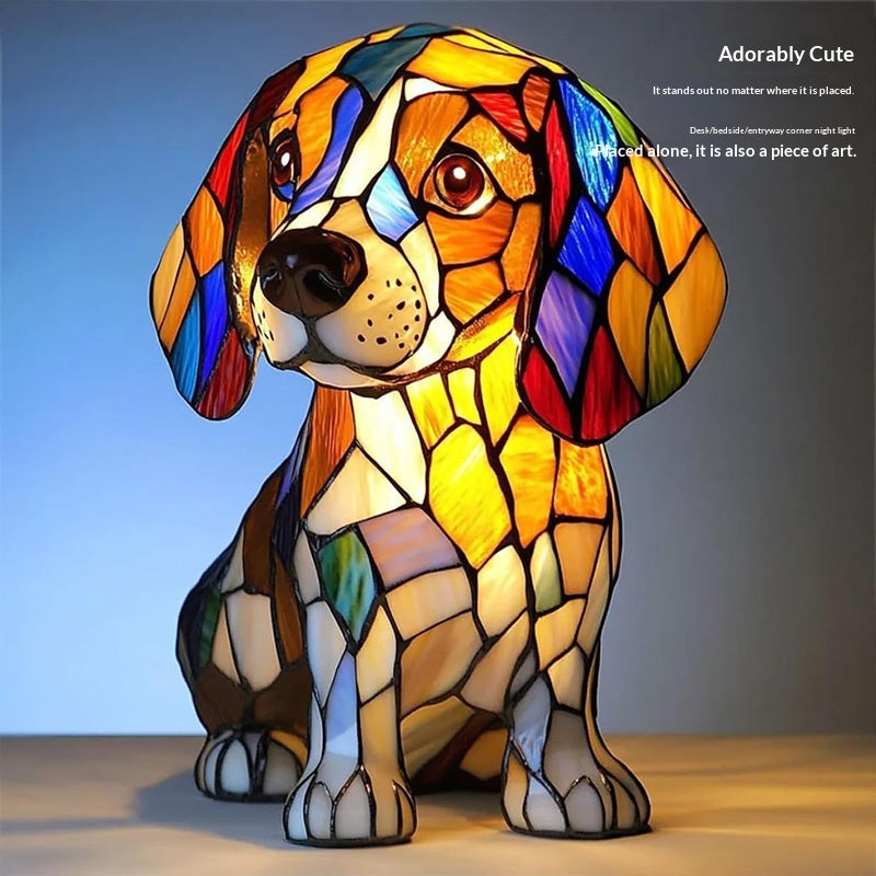 Bunte Hunde- und Katzenlampen aus Kunstharz