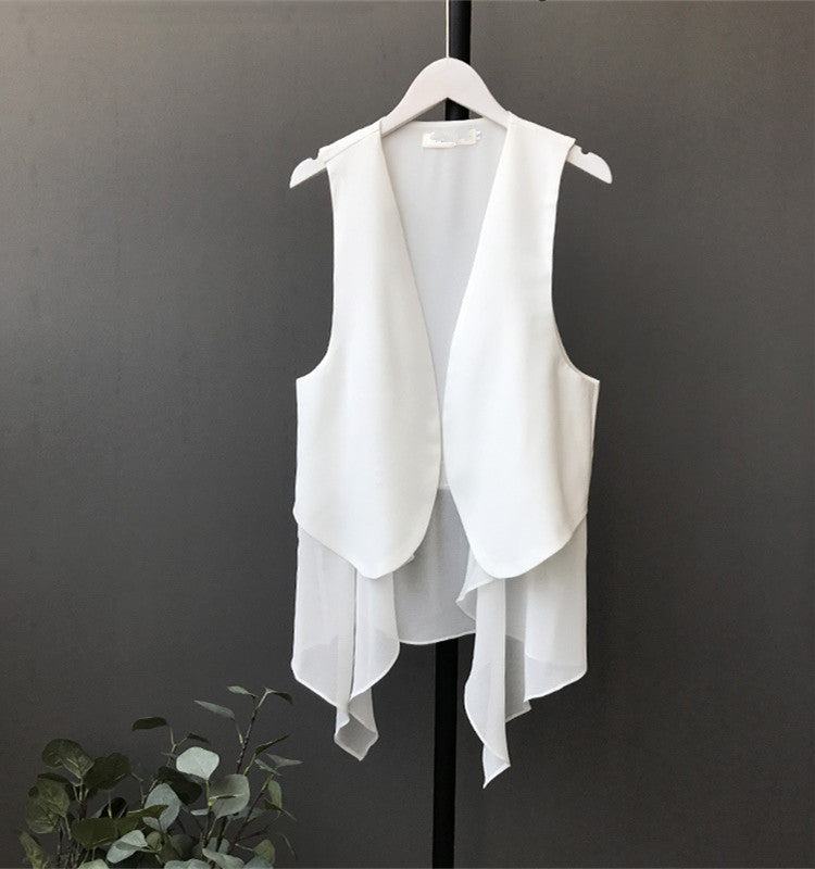 Ärmellose Chiffon-Weste im Korea-Stil