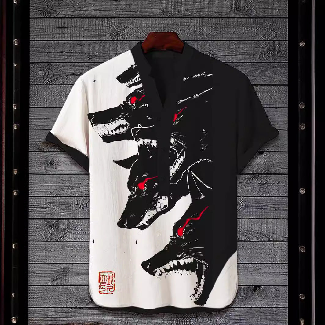3D Digital Animal Style Kurzarmhemd | LuxeStyle