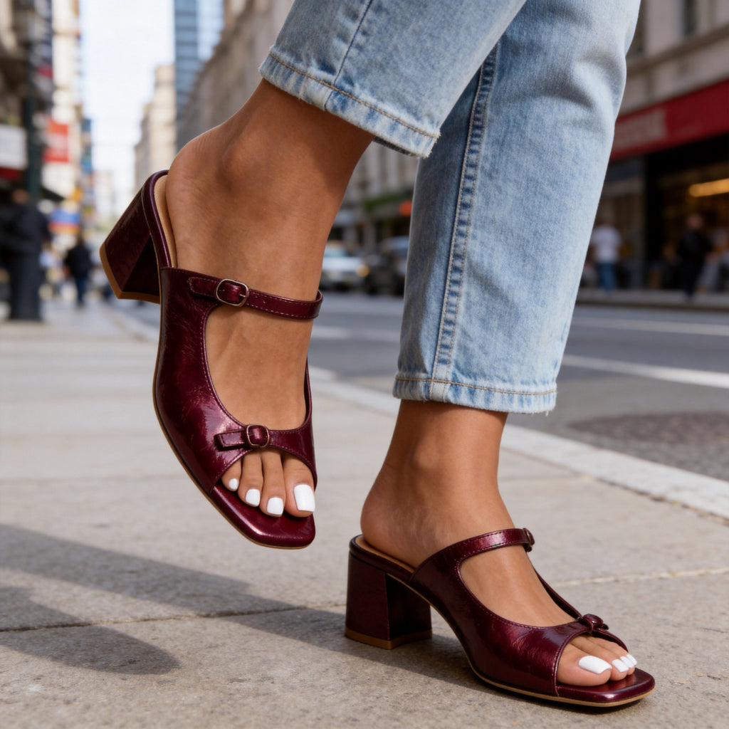 Chunky-Heel Sandalette mit Farbblock