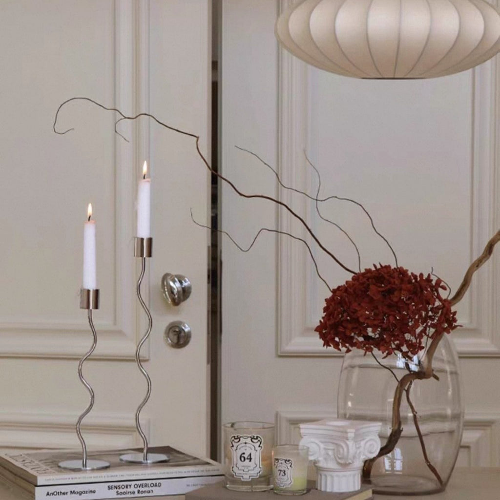 Eleganter Edelstahl Kerzenständer im French Style
