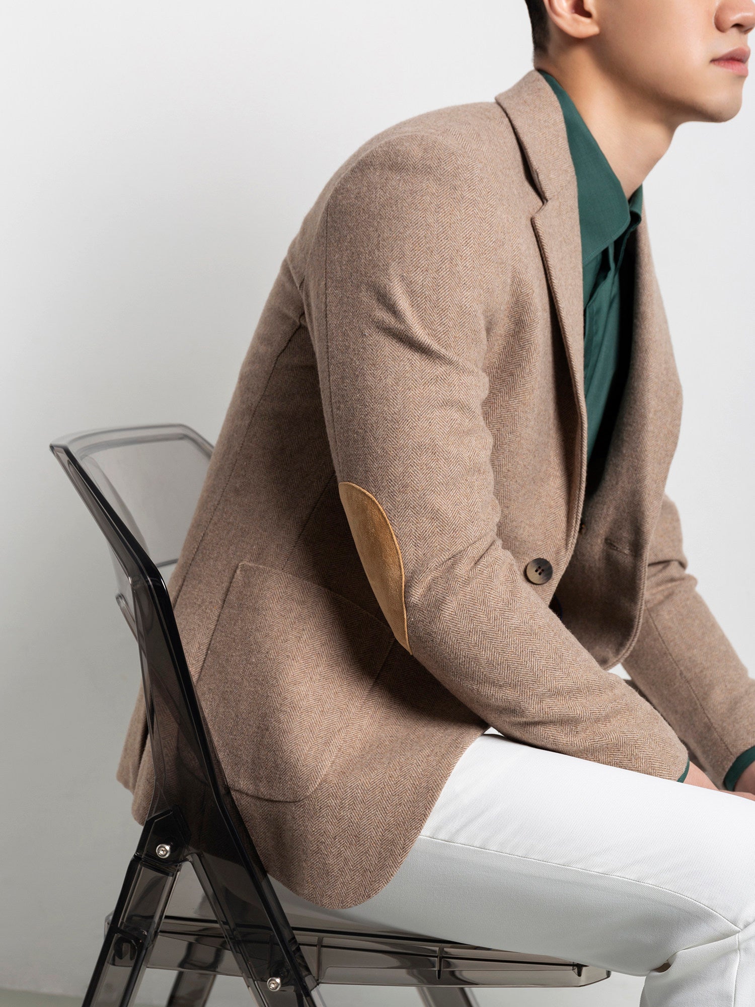 Retro-Anzugjacke Khaki, europäischer Stil