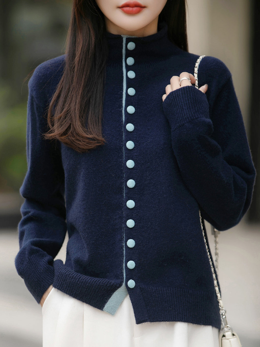 Chic gestrickte Jacke in Farbkombination