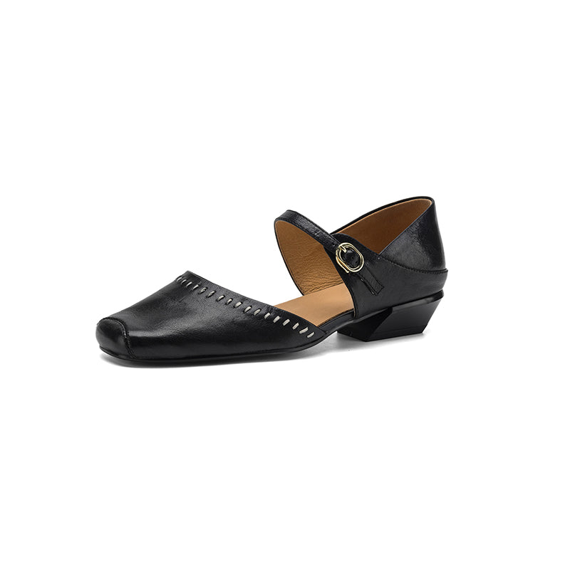 Handgefertigte Mary Jane Flats aus Leder