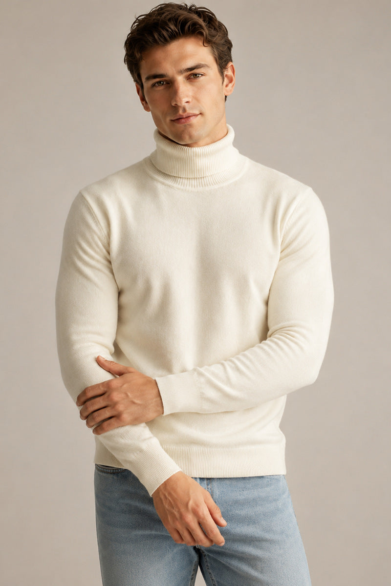 Herren-High-Neck-Longsleeve Winterpullover