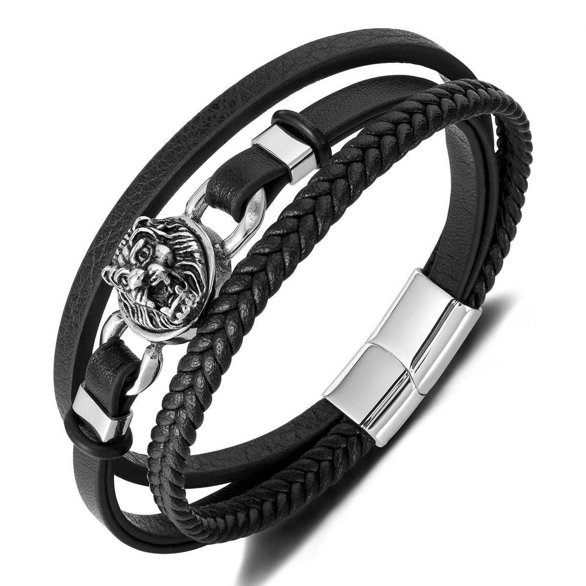 Tigerkopf-Armband aus geflochtenem Leder – Bild 2 | LuxeStyle