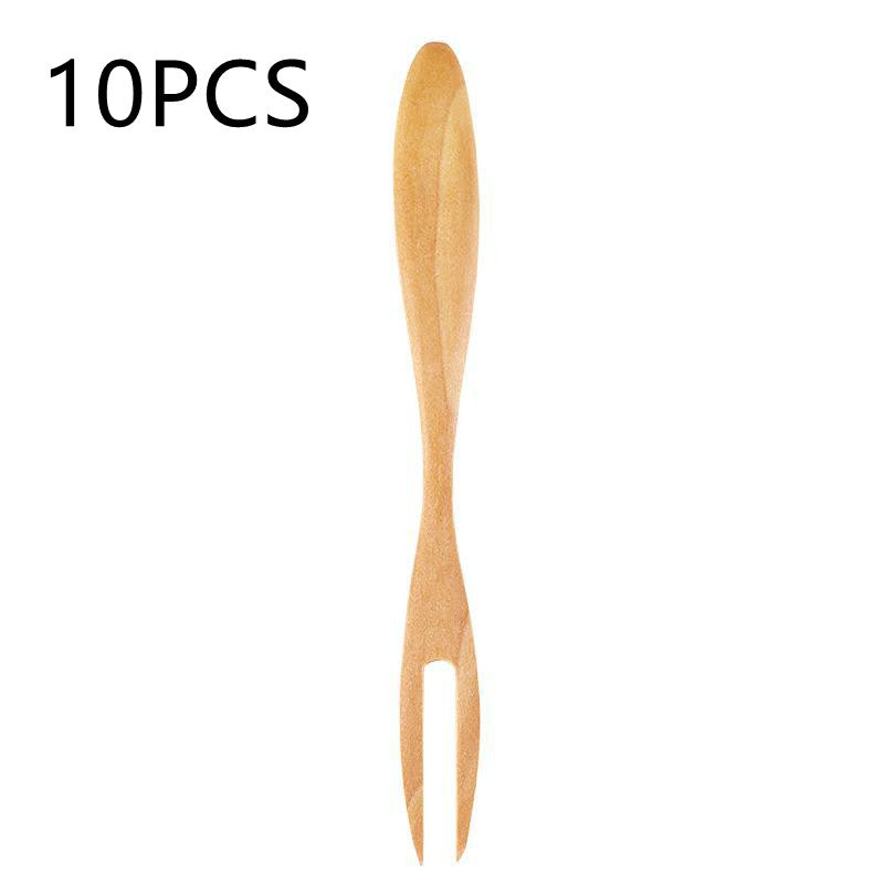 Kreative Holzgabeln für Früchte & Kuchen (10er-Set) – Bild 1 | LuxeStyle