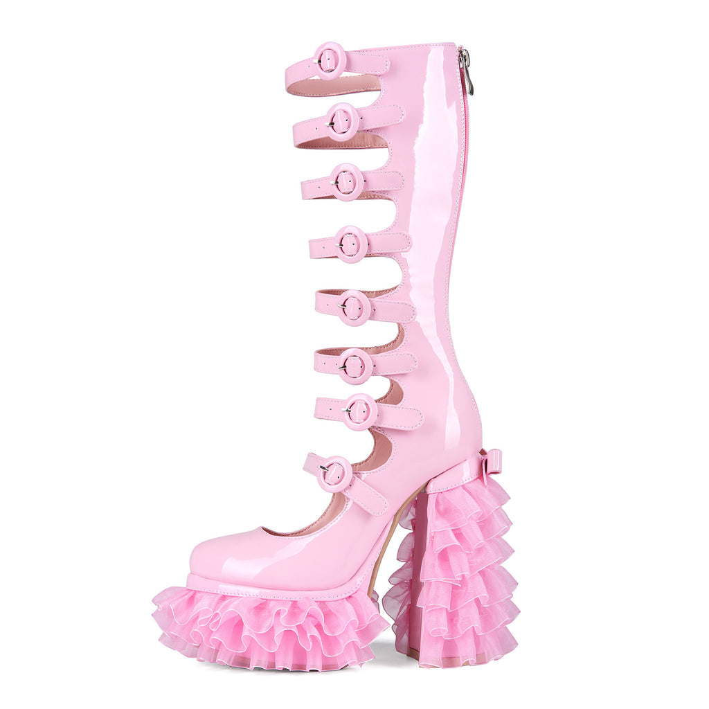 Fransen-Stiefeletten mit Chunky-Heel