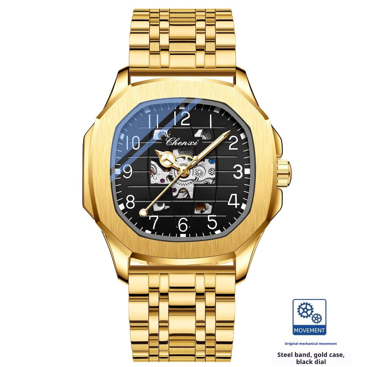 Quadratische mechanische Herrenarmbanduhr – Bild 7 | LuxeStyle