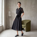 Jacquard-Seidenkleid mit A-Linie
