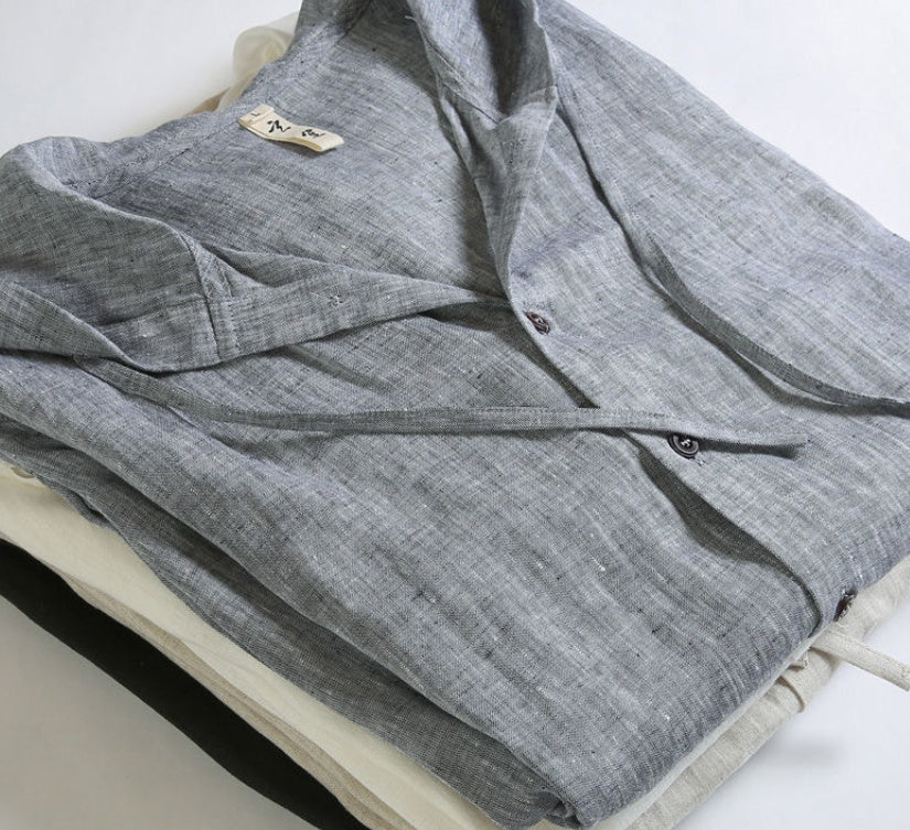 Leinenhemd für Herren – Gray Black – Ansicht 5